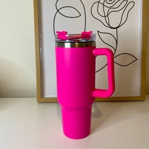 40 oz Tumbler with Handle, Straw and Lid Stainless Steel